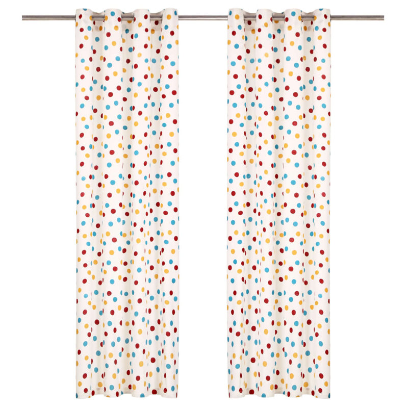Nunes Cotton Room Darkening Curtain Pair, Blue/Yellow/White, 140 W x 245 D cm