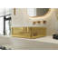 Lavabo vasque de salle de bain carré 14 po Meje, lavabo de comptoir à rayures dorées de luxe, lavabo en céramique pour meuble-lavabo