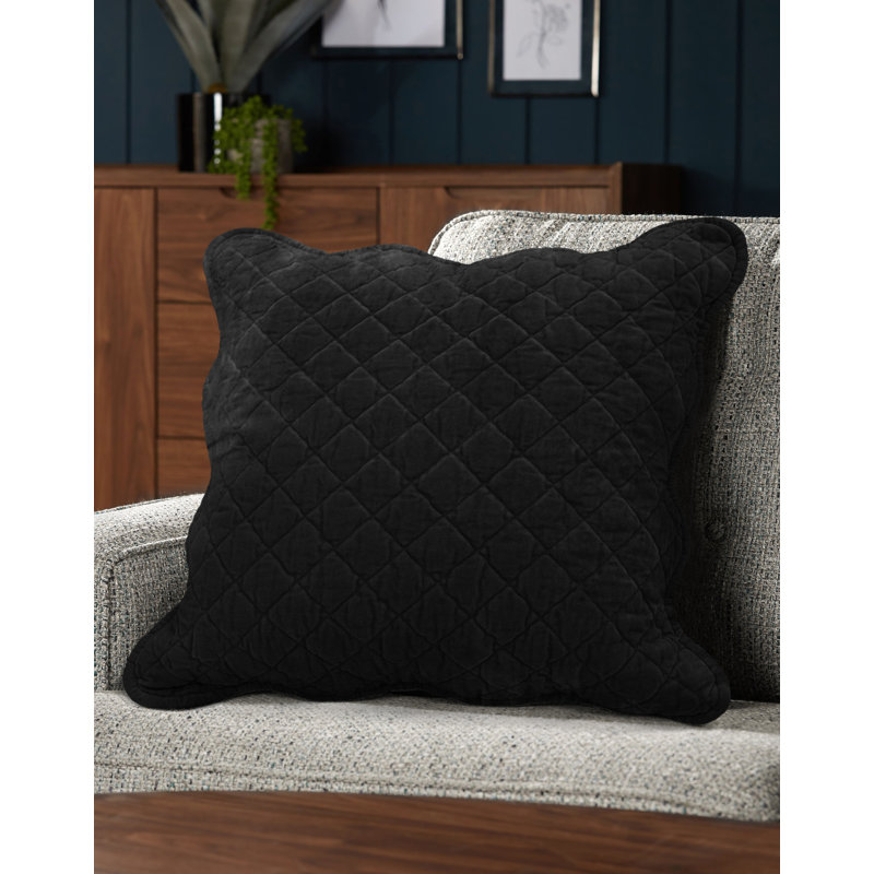 Monterra Cotton Geometric Square Cushion, Black