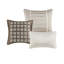 Literie décorative taupe 7 pièces Charmeuse - Édredon très grand - Tissu froissé