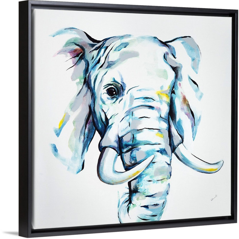 « out of africa i », peinture sur toile, H 31,7 po x l 31,7 po x p 1,75 po, Cadre flottant noir
