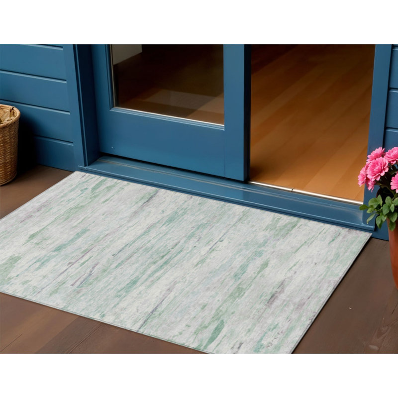 Tapis d'extérieur lavable abstrait vert artichaut 3 pi x 5 pi artichaut