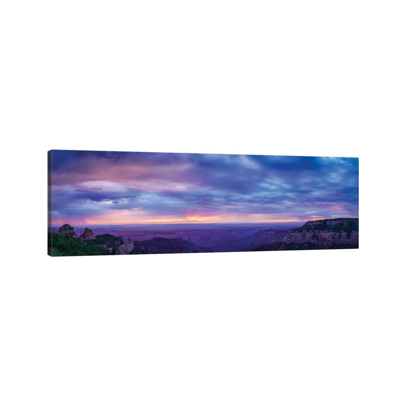 View Of Dramatic Sky Over Canyon, Grand Canyon, Arizona, USA - Wrapped Canvas Panoramic Print