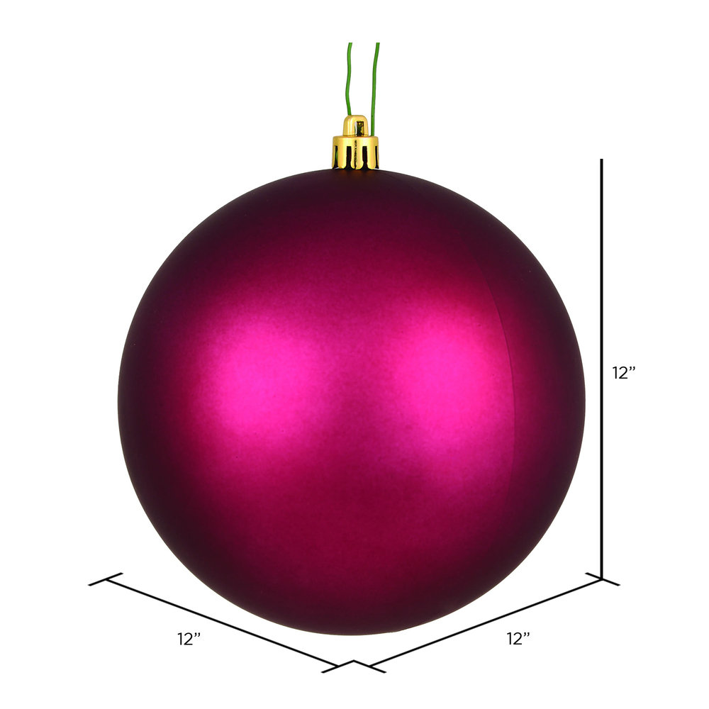 Ball Ornament, Fuchsia Glitter, 10" H x 10" W x 10" D