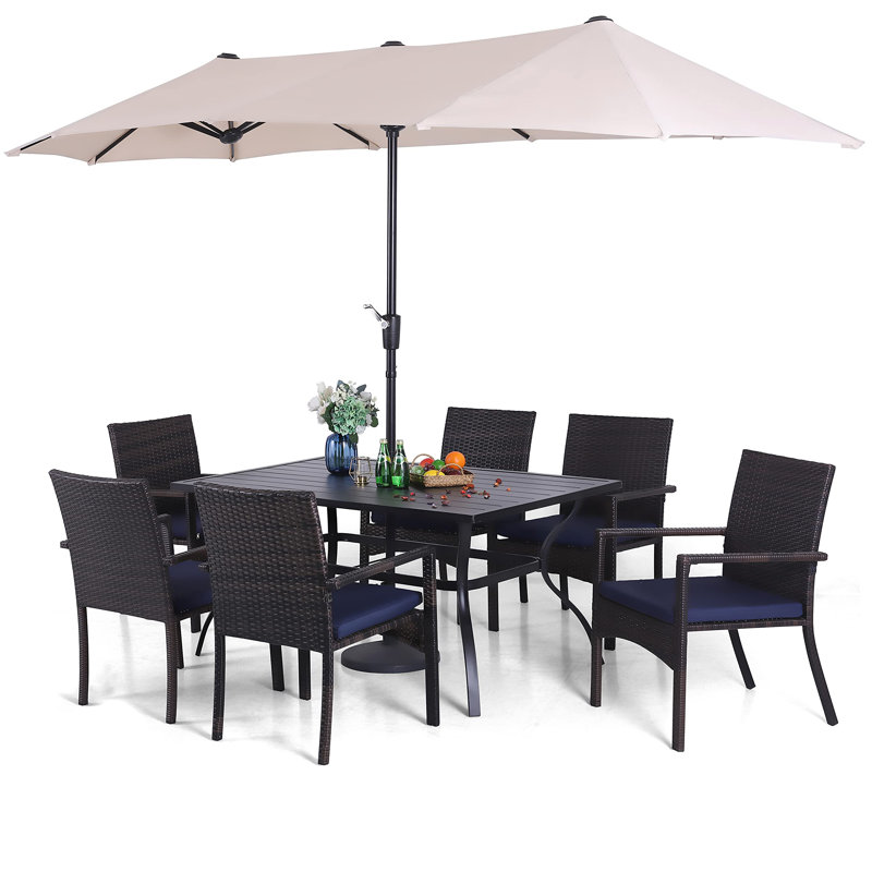 Argyri 6 - Person Patio Dining Set with Rectangular Table , Cushions Included
