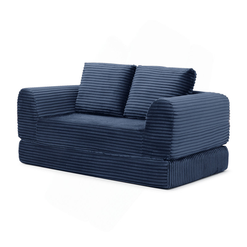 2-In-1 Folding Convertible Sofa Bed, Modern Corduroy Sleeper Couch With 2*Pillows, Futon Modular Upholstered Boneless Loveseat With Pull-Out Bed,Folding Floor Modular Couch For Living Room