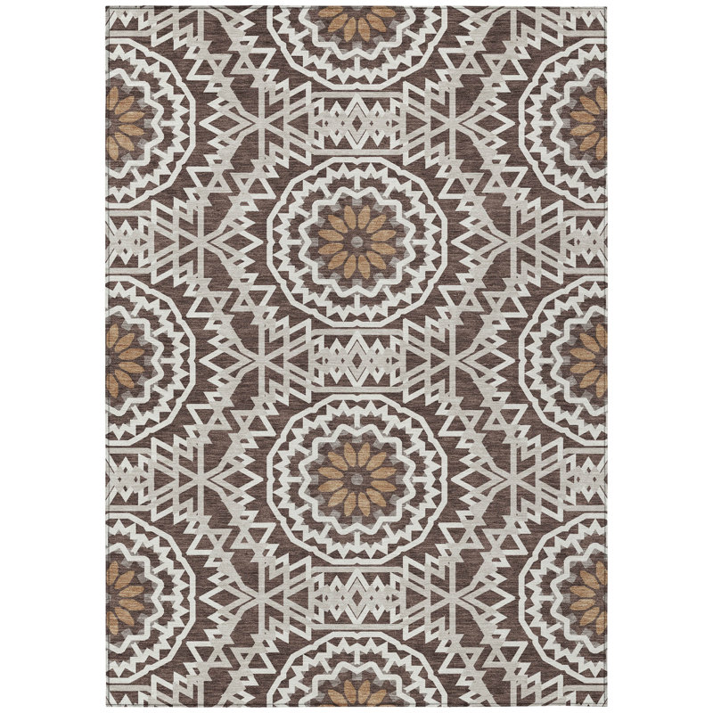 Kawon Geometric Indoor / Outdoor Rug, Rectangle 3' x 5'