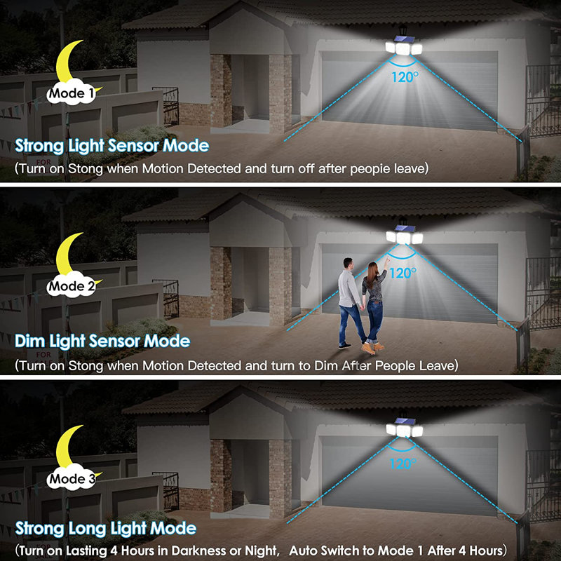1-Piece Solar Outdoor Lights with Remote Control Motion Sensor 6000K