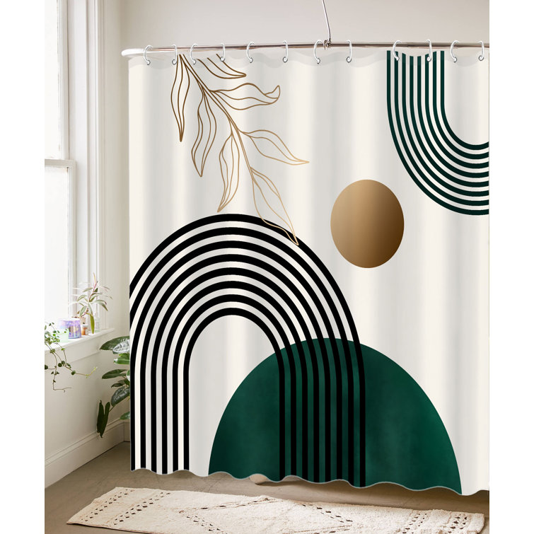 Reateforin Moss Green Mid Century Shower Curtain Abstract Minimalist Boho  Shower Curtain Set for Aes…See more Reateforin Moss Green Mid Century  Shower