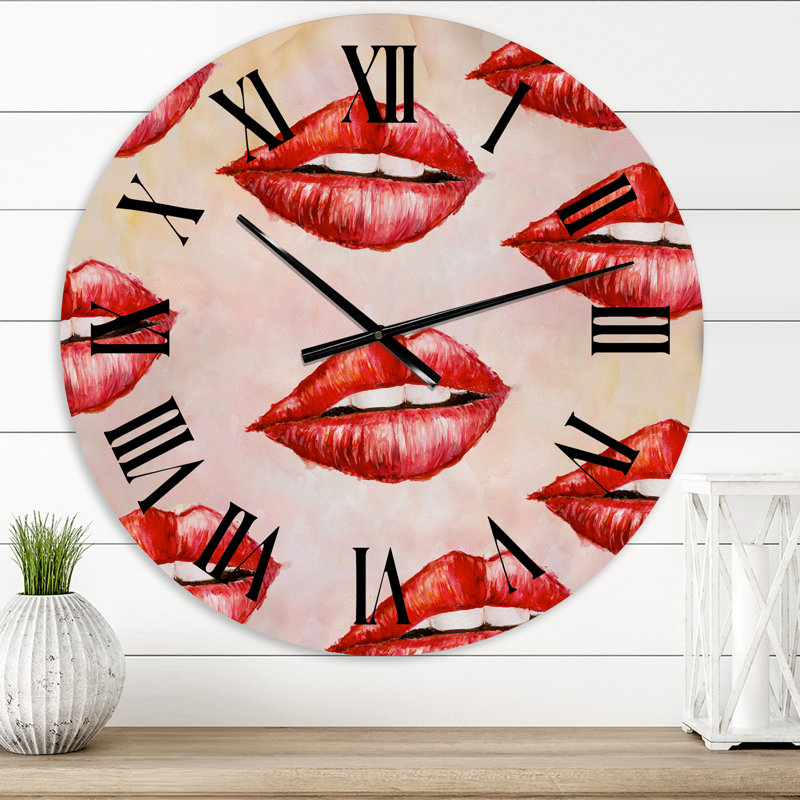 Motif de lèvres rouges - horloge murale moderne, Petit