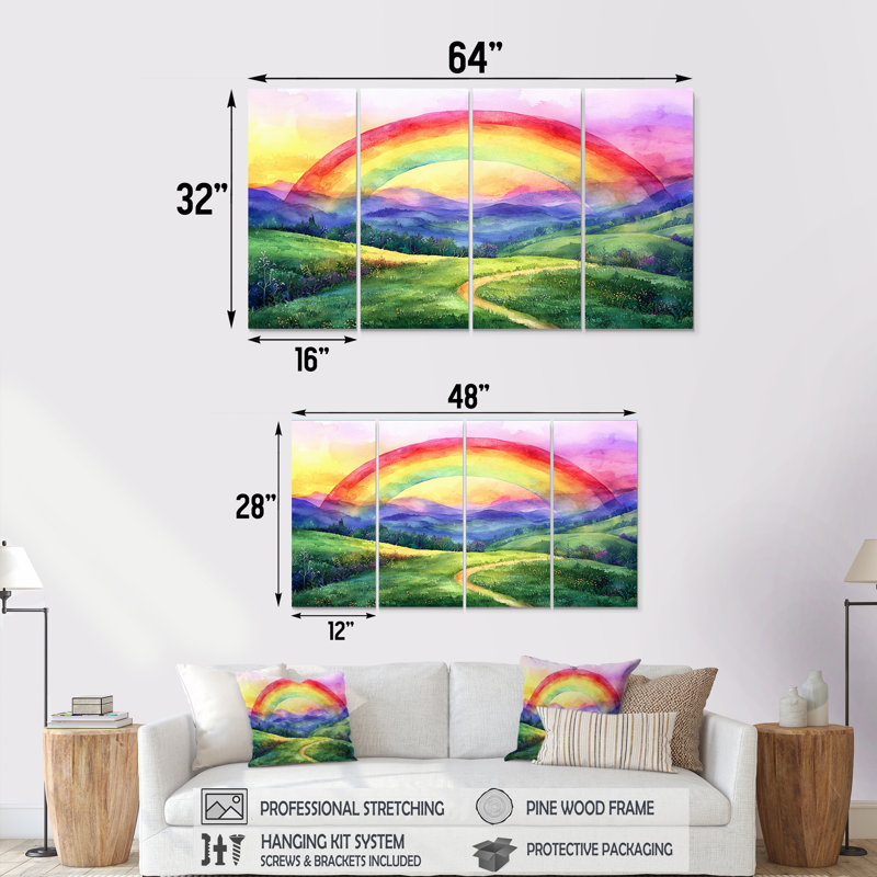 Wanda - - Rainbow Wall Decor - - Art mural traditionnel traditionnel, H 32 po x l 64 po, 4