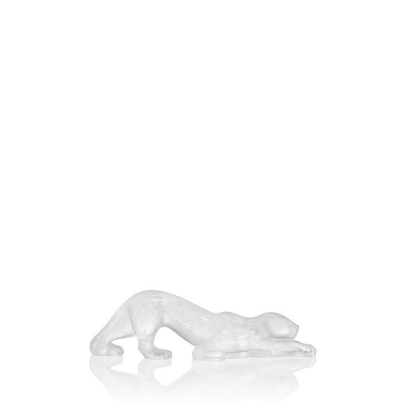 Zeila Panther Figurine, Clear, 4.33" H x 14.37" W x 2.95" D