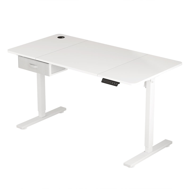 Alstead Adjustable Height Standing Desk, 120cm W x 60cm D, White, White