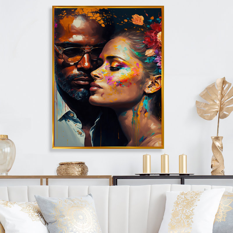 - Art mural traditionnel sur toile, H 20 po x l 12 po x P 1 po, Cadre flottant doré