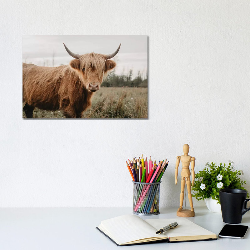 Stoic Highland Cow 1 Piece Wall Art on Canvas, 20.32 cm H x 30.48 cm W, Wrapped Canvas