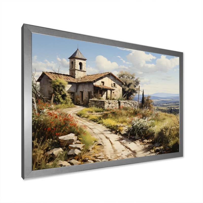 Country Charm Village, reproduction d'art sur toile, Cadre simple argenté, H 34 po x l 44 po x P 1,5 po