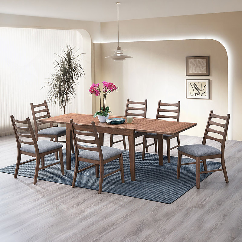 Table de salle à manger 7 pièces, 7 pièces : table, 6 chaises, Gris foncé