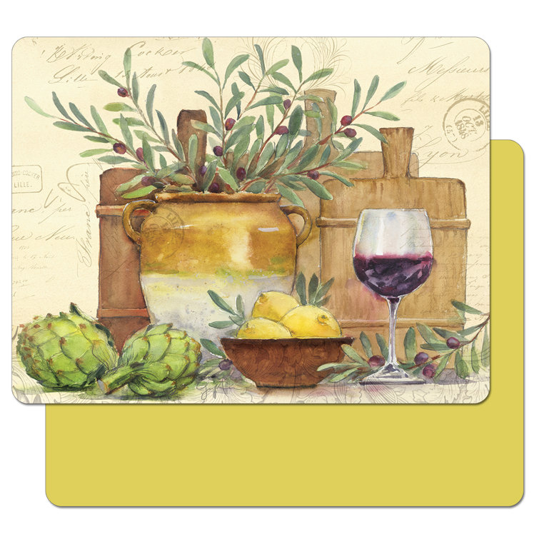 CounterArt Rustic Wine/citrus 2 Pack Flexible Plastic Cutting Board Mat 15  By 11.5