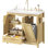 Meuble-lavabo sur pied 36 po avec lavabo en céramique, armoire de rangement autoportante avec tiroir et panier à linge inclinable, armoire de rangement pour salle de bain