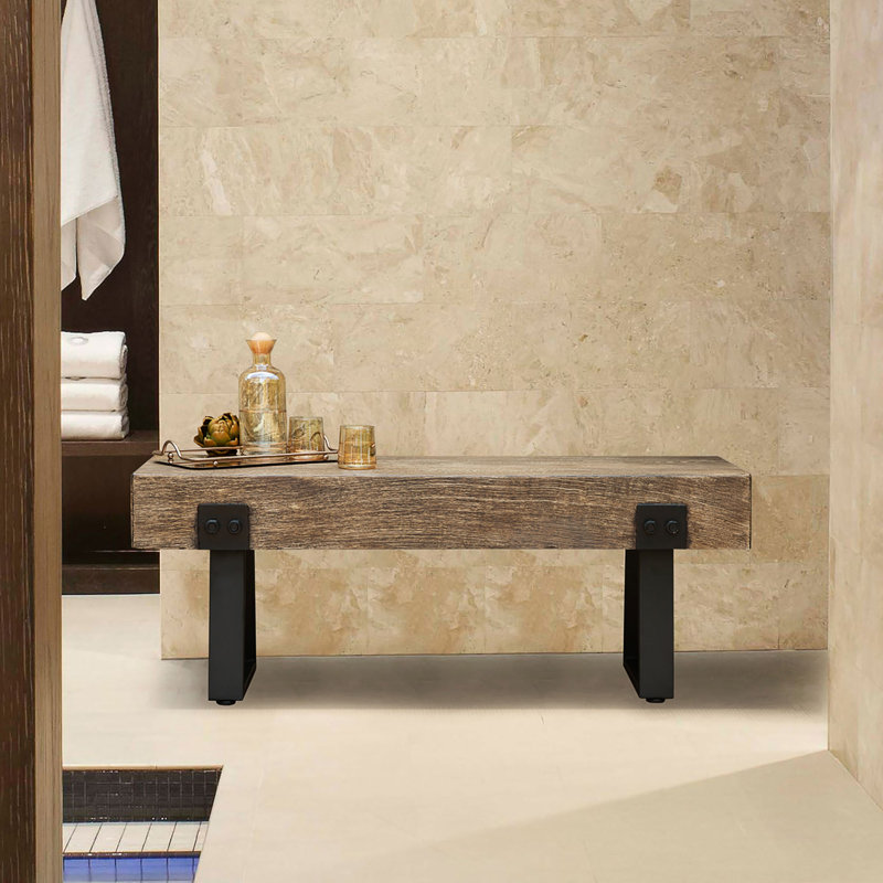 Banc de jardin en béton aspect bois