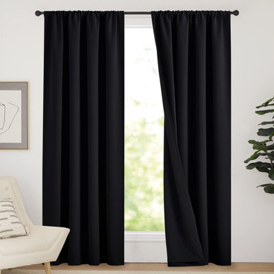Rideaux 100% occultants pour le salon, rideaux à doublure noire avec passe-tringle, protection de la vie privée et rideaux réduisant le bruit, ensemble de 2