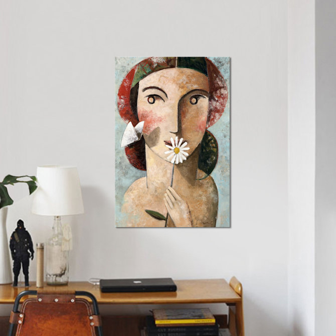 « curiosité », reproduction sur toile tendue, H 26 po x l 18 po x P 1,5 po, Toile tendue, Pas de tapis