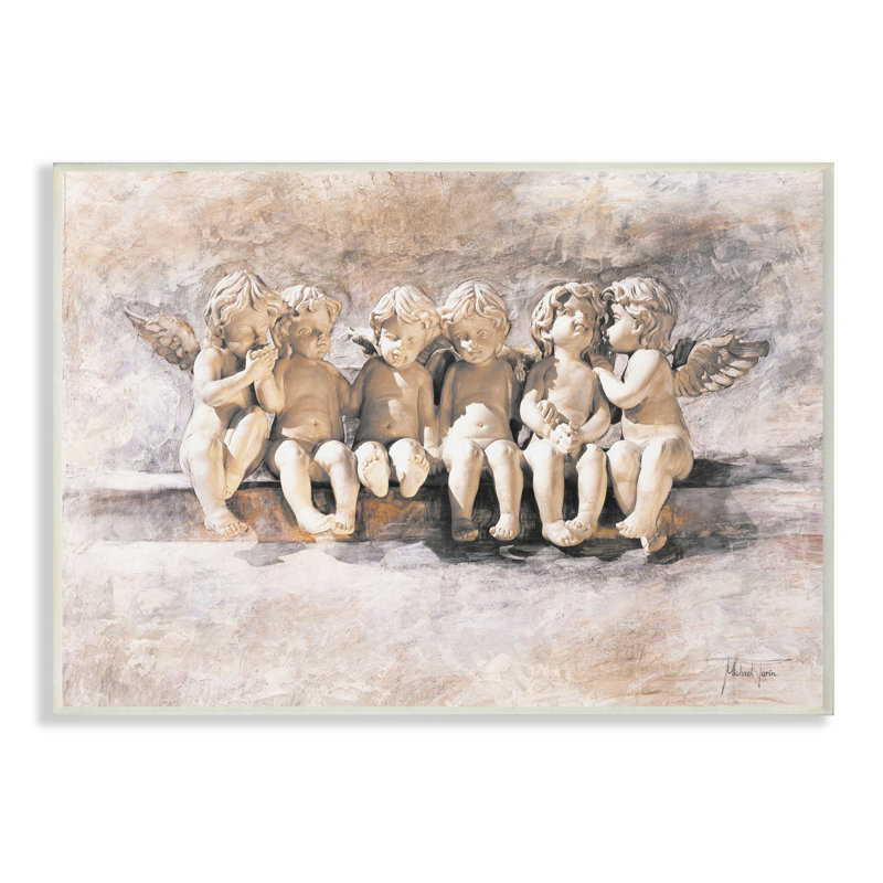 «Angels Chatting Contemporary Neutral Gray Peinture», art textuel, Plaque murale, H 13 po x l 19 po