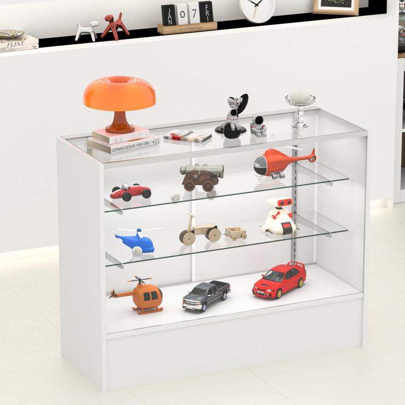 48" W X 18" D X 38" H - White Reatil Display Case, Full Vision Display Case With Led Llights