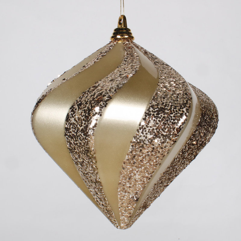 Ornement en forme de diamant, Champagne, H 6 po x l 6 po x P 6 po
