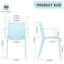 Summer - Fauteuil empilable moderne en plastique 4 pièces pour l'intérieur et l'extérieur - Dossier ergonomique à lattes, matériau PP toutes saisons, bleu ciel clair - patio, balcon, café
