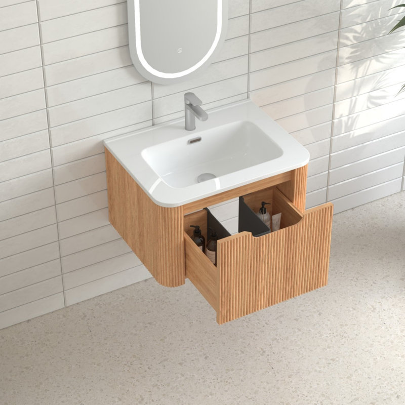 Meuble-lavabo mural flottant pré-assemblé avec lavabo, 24"