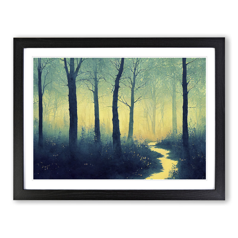 Summer Forest Pathway Vol.6 - Single Picture Frame Painting, 46cm H x 64cm W x 2cm D, Black