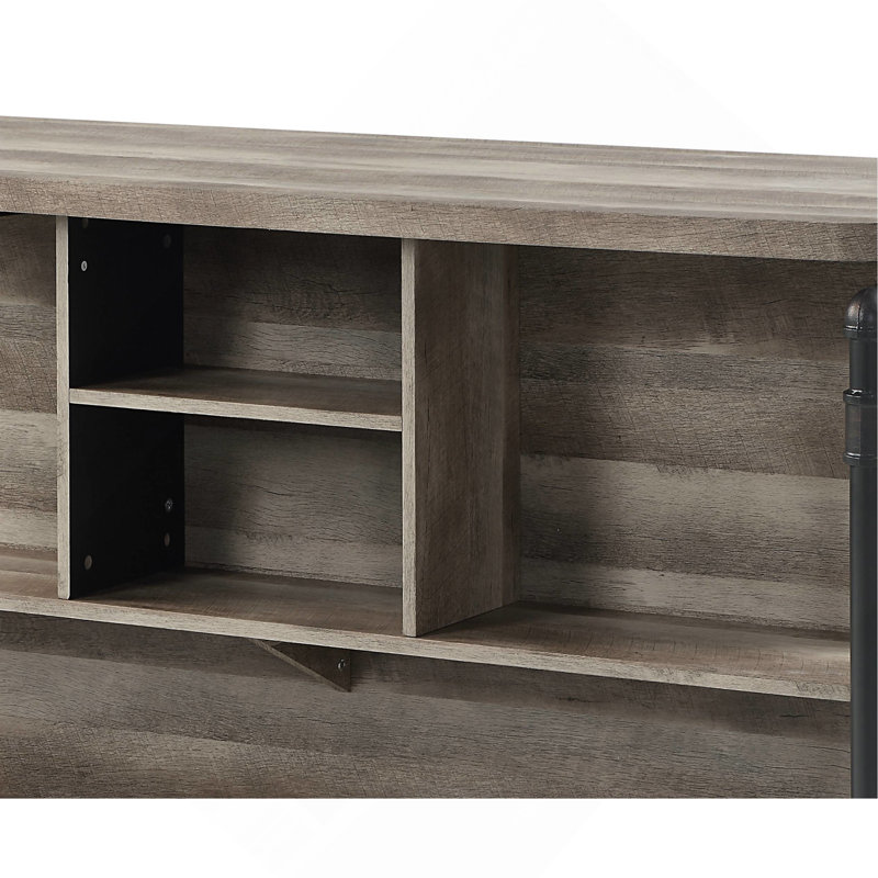 Antique Oak And Sandy Grey 5-Shelf Kitchen Island