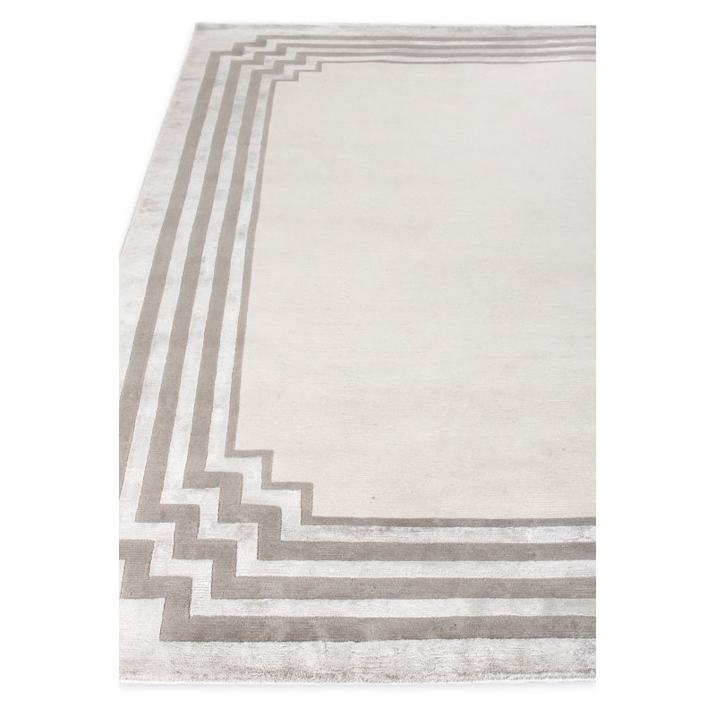 Vero Geometric Area Rug, Rectangle 10' x 14', Ivory/Silver/Dark Gray
