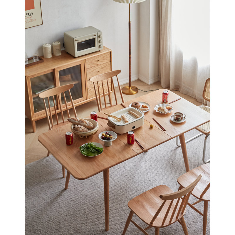 100% Solid Wood Dining Table, Extendable Design, Oak