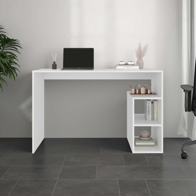 Bureau en wengé avec rangement et design minimaliste