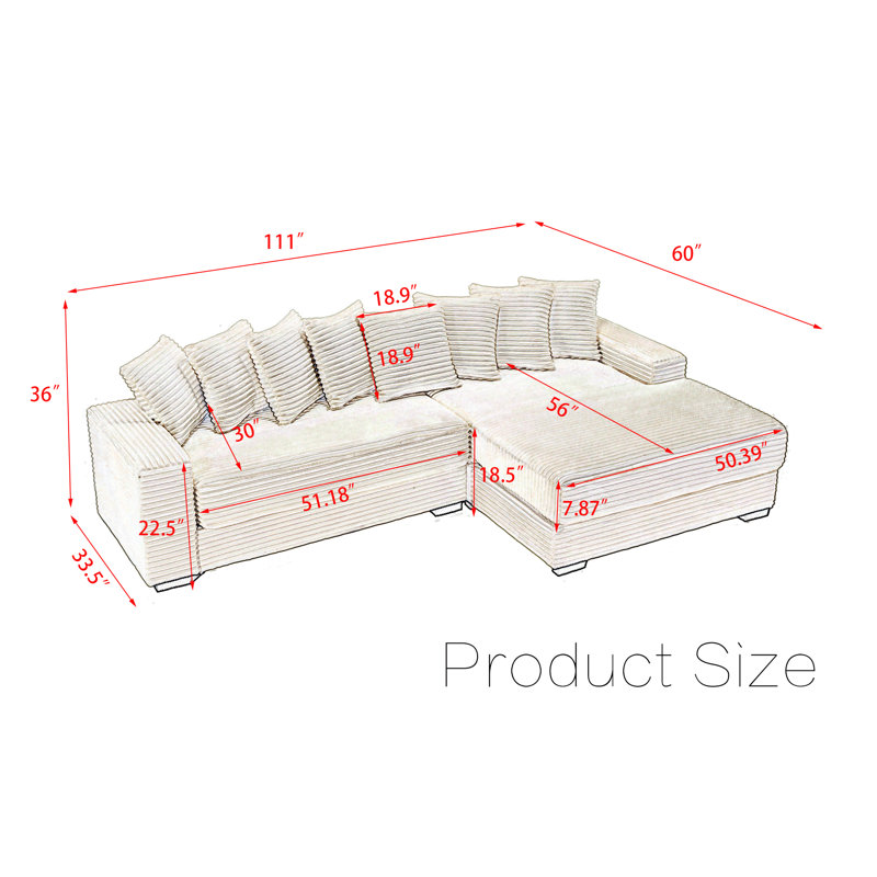 Daishun Corduroy Sectional, Right Hand Facing, Green Corduroy