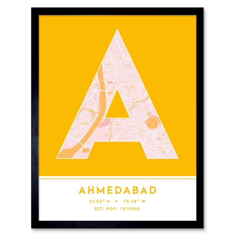 Ahmedabad India City - Single Picture Frame Typography