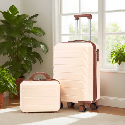 14 "/ 20" 2 pièces / ensemble dans un bagage à roulettes en ABS, avec serrure à combinaison, étui à cosmétiques 14 "