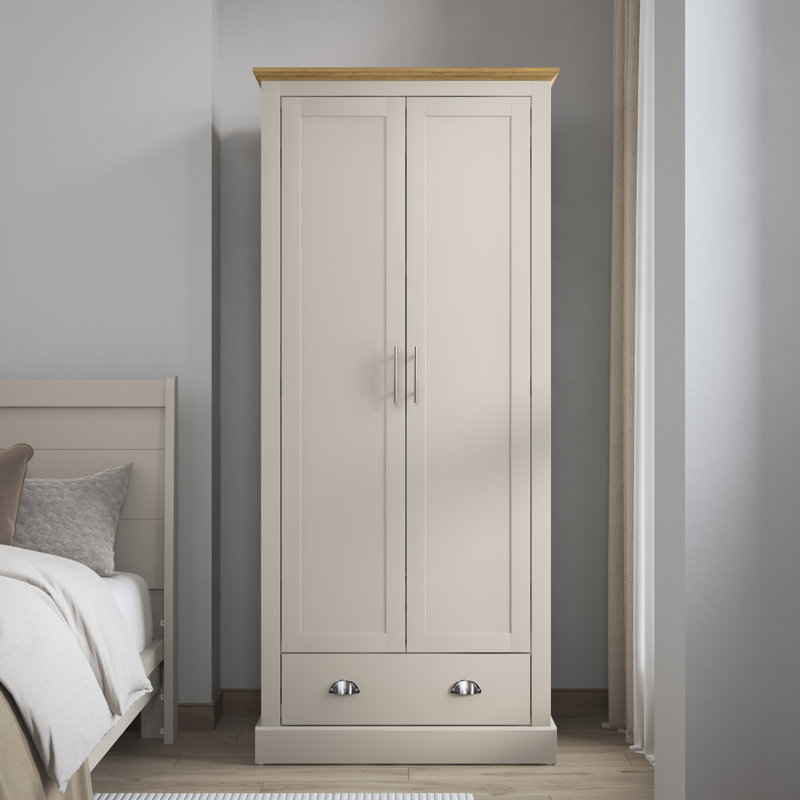 Sufy Octave 2 Door 1 Drawer Wardrobe, Light Grey