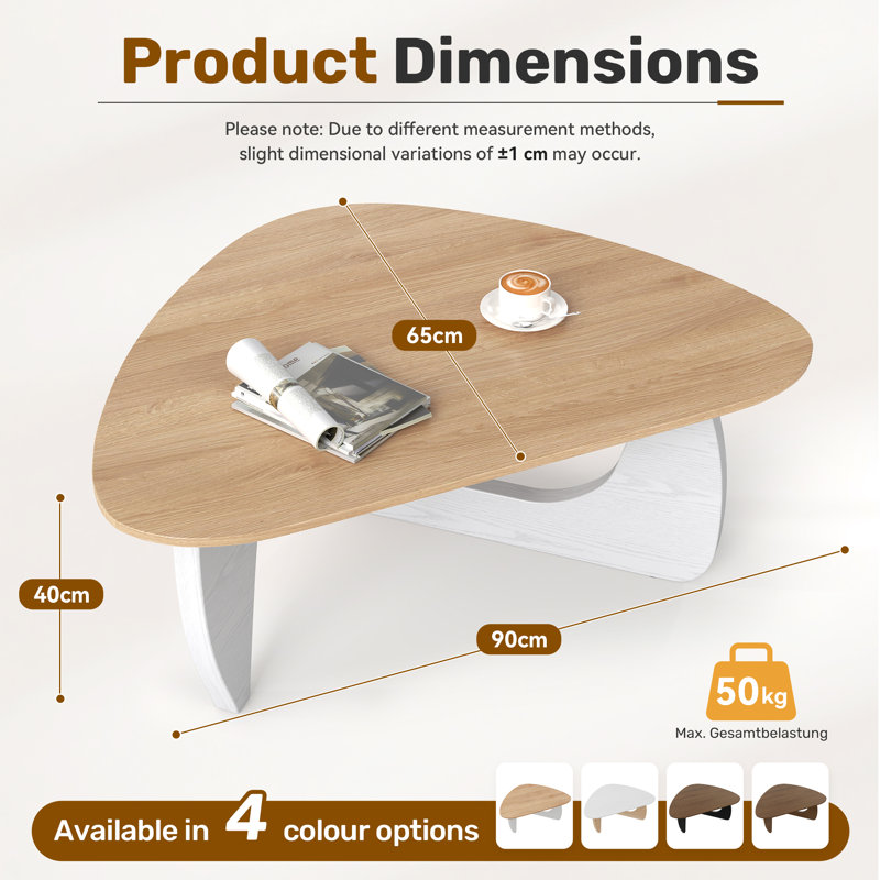End Table, Light Yellow Wood/White, 40" H x 90" W x 65" D
