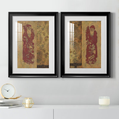 Vinatage Santa I - ensemble de 2 peintures