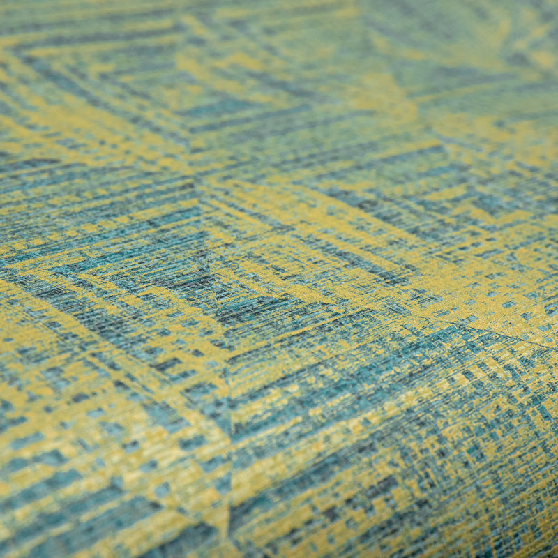 Pepper Sheen Finish Geometric Diamond Raffia Wallpaper Roll, Green