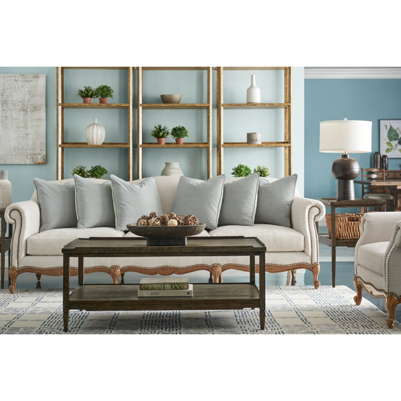 Casually Country Solid Wood Etagere Shelves, Country Farmhouse Walnut