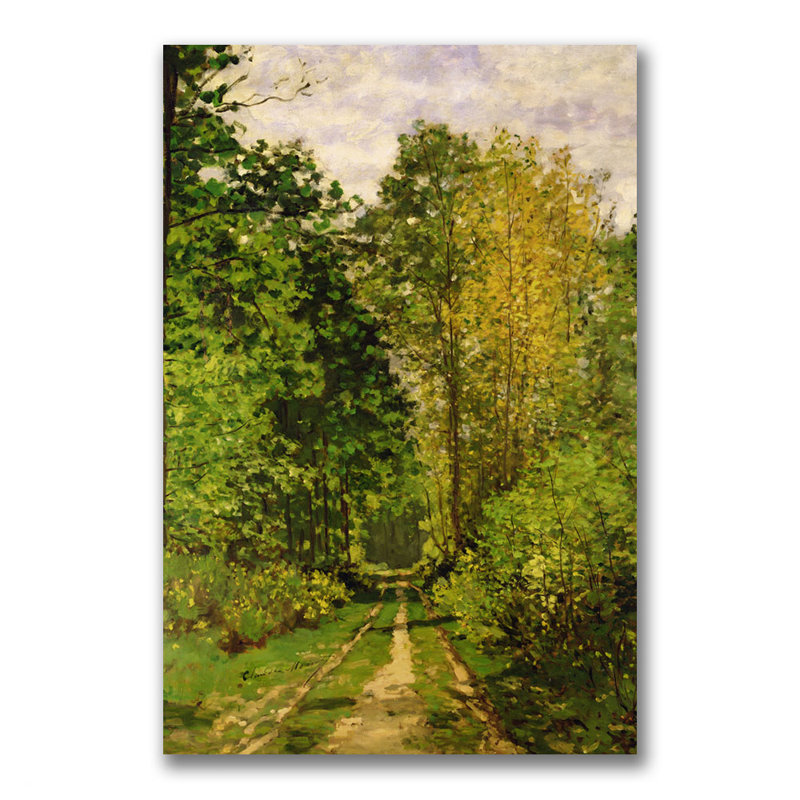«Wooded Path, 1865» par Claude Monet - reproduction d'art sur toile, H 24 po x l 18 po x P 2 po