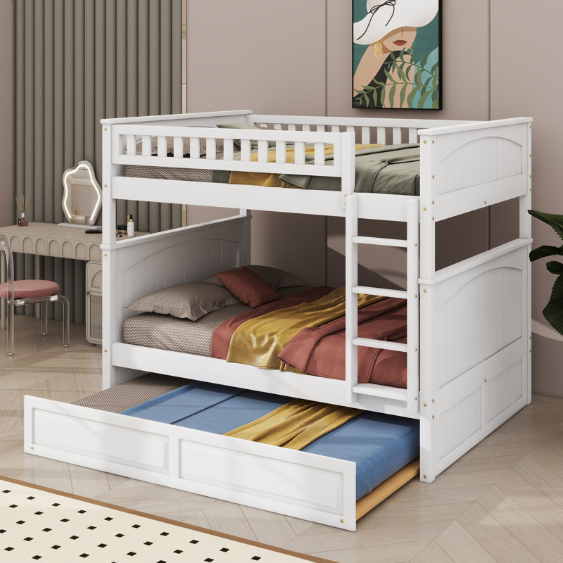 Lit superposé double au-dessus de double avec lit gigogne Joise Kids, Blanc