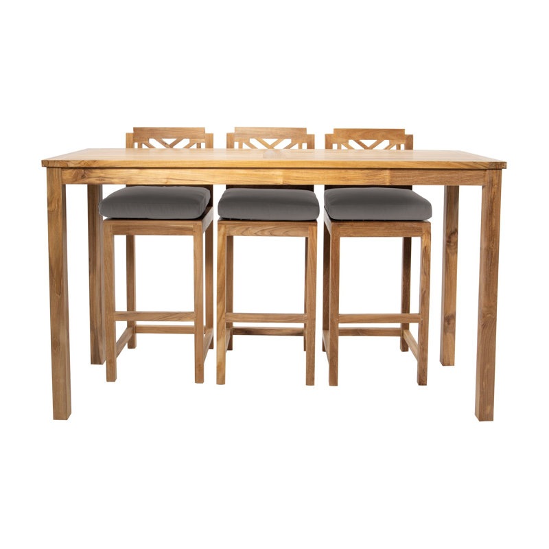Monterey Solid Wood Dining Set, 4 Pieces: Table, 3 Chairs, Taupe