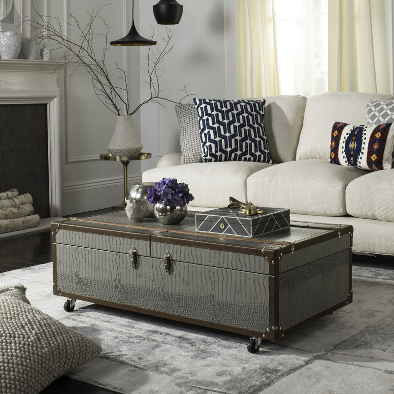 Rocker Extendable Wheel Coffee Table with Storage, Gray