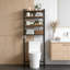 Support de rangement au-dessus de la toilette avec tablettes réglables en bois, armoire de rangement autoportante pour salle de bain, installation sans perceuse pour la location et la maison