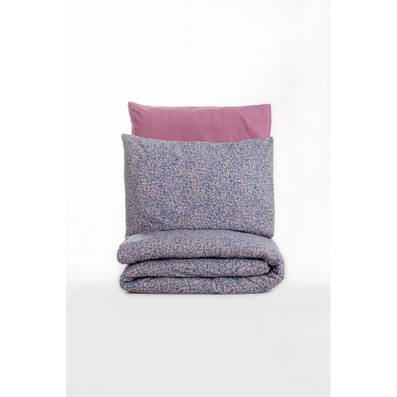 Premium 100% Cotton Ranforce Single Quilt Cover Set, Dusty Rose & White with Purple & Brown Accents | Duvet Cover 53.1 x 78.7 inches, Pillowcase 31.5 x 31.5 inches | Machine Washable, Elegant Pigment Printing, Button Closure